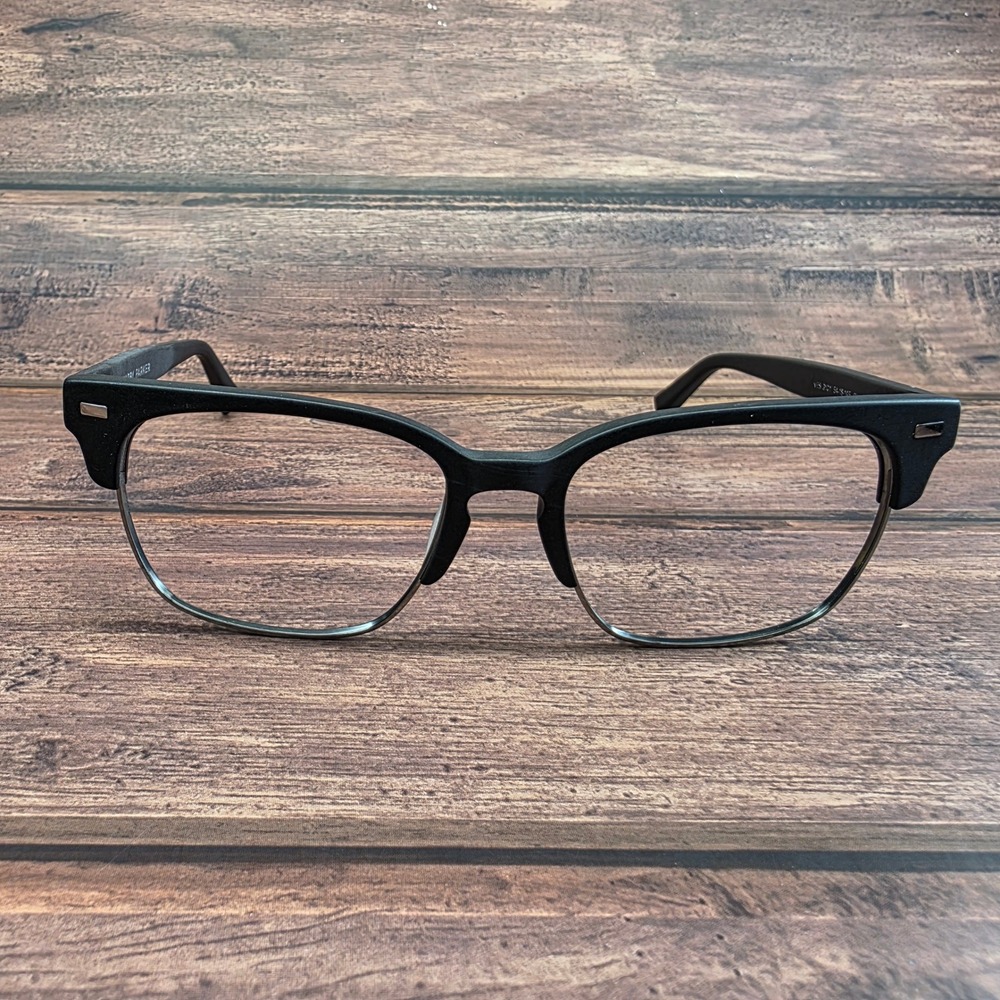 Warby Parker Ames 3101 Eyeglasses Matte Black Silver 54-18-145 Browline Frames